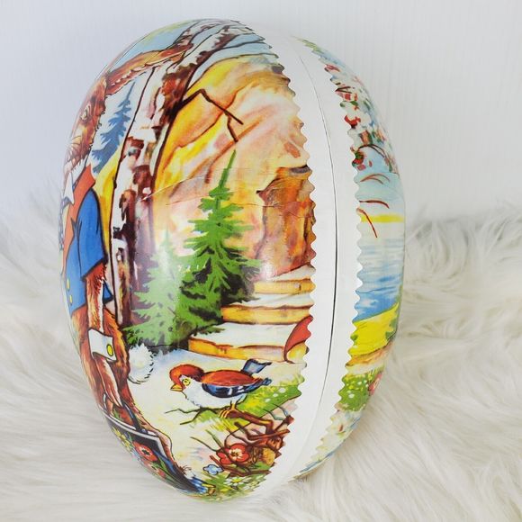 Vtg Echt Erzgebirge Germany Bunny Rabbit Gentleman Paper Mache Easter Egg 9.75" - Picture 4 of 13